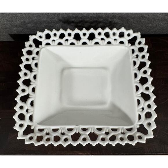 Antique Atterbury Milk Glass Low Footed Compote - Picture 3 of 8